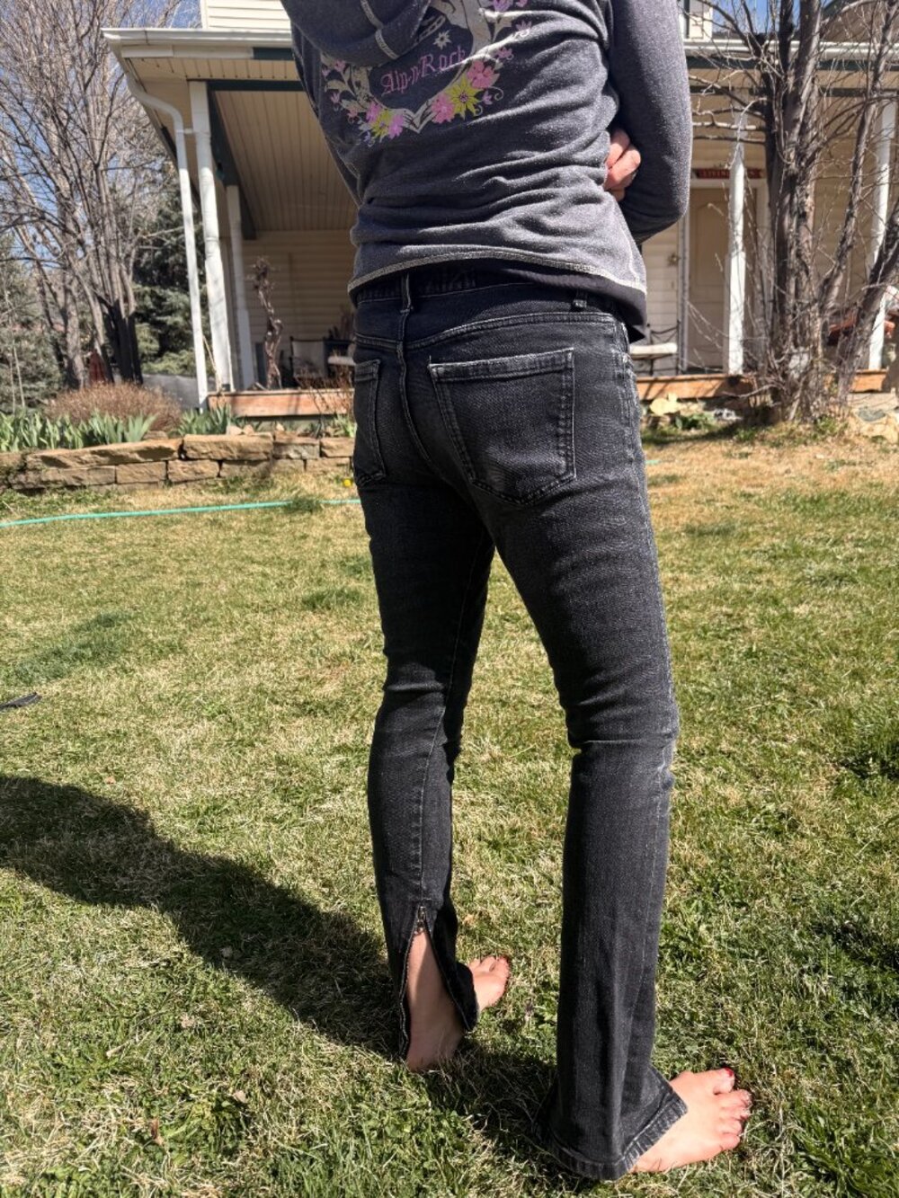 Represent Black Skinny Jeans, Ripped, Zippered Ankle Size 30